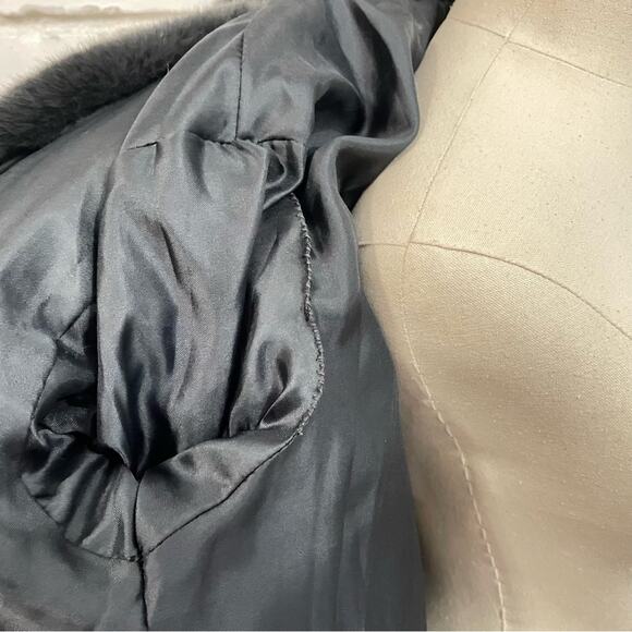 Grey Luxury Faux Fur Fall Winter Trending Street Style Long Coat Jacket Size Lg - Picture 9 of 9